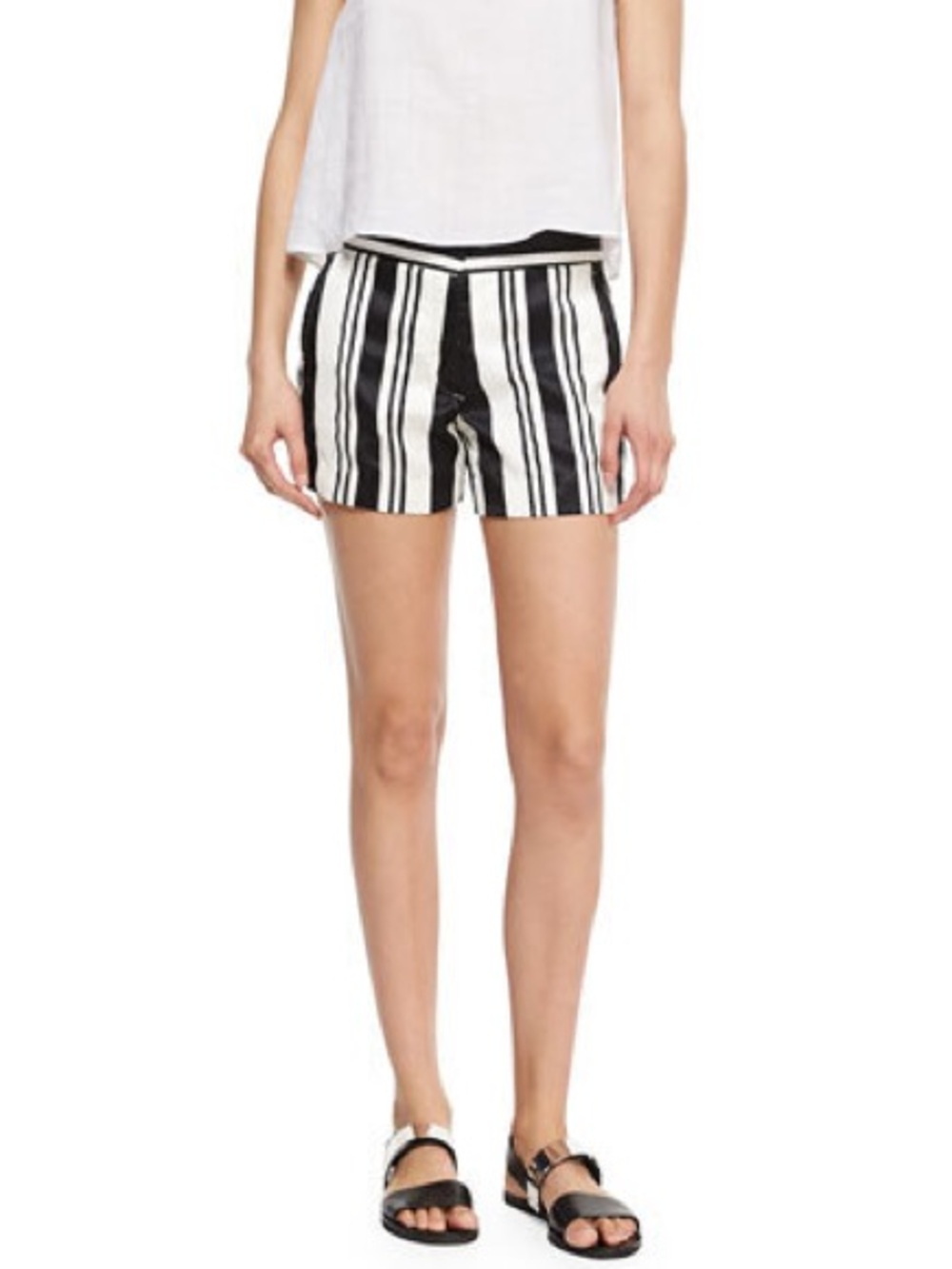 Theory Blaynee Shorts 4 black white stripes